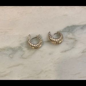 Tiffany & Co Gold and Silver Small Hoop Earrings